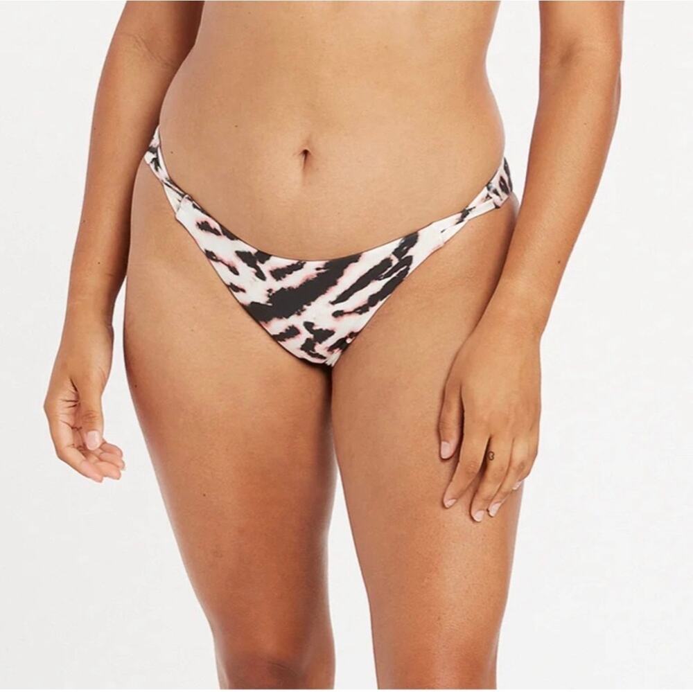 Volcom Bikini Bottom SZ Large Tie Of The Tiger NWT Pink Black Eco True Swim